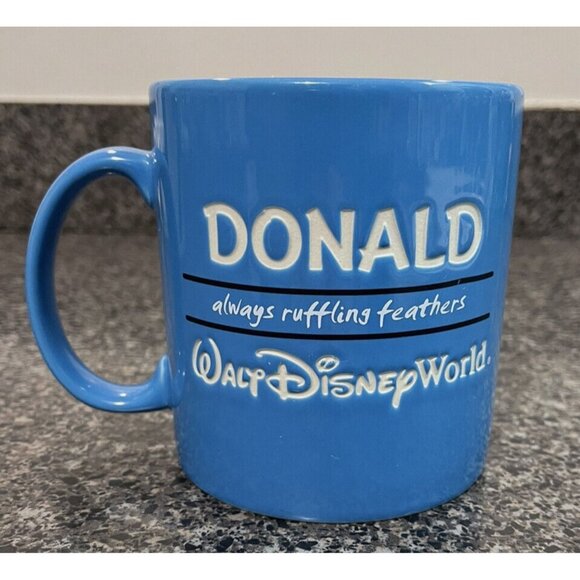 Donald Duck Always Ruffling Feathers Large Mug Disney Parks Blue Raised Design - Picture 3 of 6